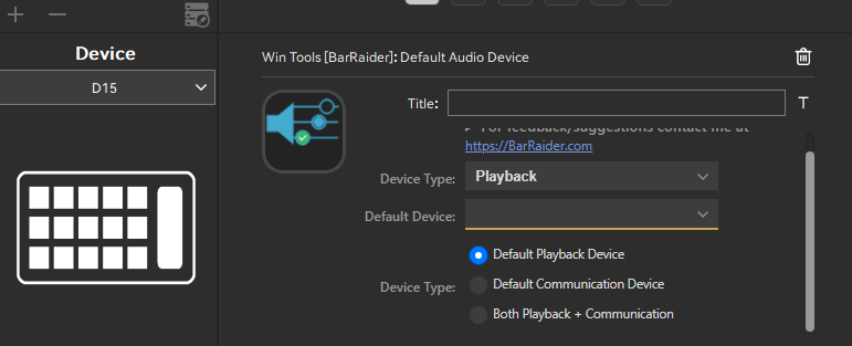 Default Audio Device button